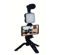 Vlog Kit - Kit Profesional de vlog para Creadores | Equipo de grabación de Video portátil con Soporte Ajustable para trípode, de luz LED, micrófono, Compatible con Smartphone, transmisión en