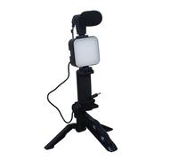Vlogkit - Lámpara de Video de 3,15x2,56x1,18in Lámpara LED ajustable, soporte de trípode compacto, micrófono profesional | Instalación Portátil Para Crear Contenido Para Grabar Transmisión Viaje Al