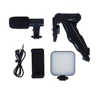Vlogkit - Lámpara de Video de 3,15x2,56x1,18in, Lámpara LED ajustable, Soporte de trípode compacto, micrófono profesional | Instalación Portátil Para Crear Contenido Para Grabar Streaming Buitenre