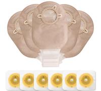 VLOOKUP 35 bolsas de colostomía, suministros de ostomía, bolsas drenables de dos piezas con cierre para el cuidado del estoma de ileostomía, corte a ajuste (25 bolsas + 10 barreras)