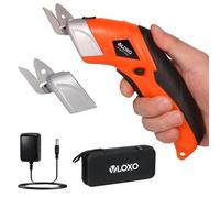 VLOXO Tijeras Electricas Carton con 2 Cuchillas de Corte Tijeras Eléctricas para Costura Cortar Cartón Cuero Alfombra Planta en Maceta Recargable Inalámbrico Tijera Electrica con Cargador- Naranja
