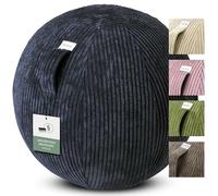 VLUV BOL VLIP - Balón de asiento de tela (60-65 cm, asiento ergonómico, transpirable y duradero, con asa y anillo de suelo, incluye bomba de mano, color: azul marino)