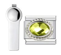 VLYX Charm Personalizado con Piedra de Nacimiento - Accesorio para Pulsera de Eslabones Italianos de Acero Inoxidable 9mm con Herramienta de Instalación (Agosto)