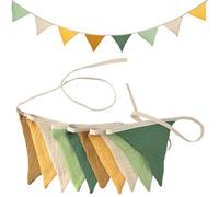 VLYX Guirnalda de Tela - Banderines Triangulares de Algodón con Doble Cara, para Habitaciones Infantiles, Jardines, Fiestas, Bodas, Cumpleaños y Decoración Hogareña (Verde Fruta Morandi)