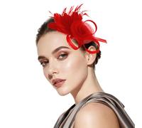 VLYX Tocado Vintage con Encaje y Plumas, Pinza para el Pelo - Elegante Accesorio para Mujer, Boda, Fiesta de Jardín, Té o Cumpleaños
