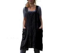 VLZUFE Delantal de lino de algodón para mujer, delantal con espalda cruzada, vestido para hornear, cocinar, jardinería, trabajo