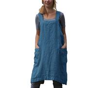 VLZUFE Delantal de lino de algodón para mujer, delantal con espalda cruzada, vestido para hornear, cocinar, jardinería, trabajo