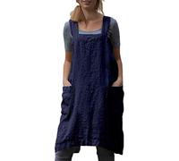 VLZUFE - Delantal de lino de algodón para mujer, delantal con espalda cruzada, vestido tipo delantal para hornear, cocinar, jardinería, trabajo