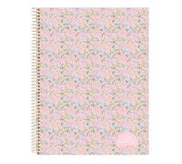 Cuaderno Espiral VMB Pink Flowers, Din-A4 120H Tapa Dura Cuadros 5 mm.