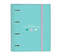VMB Mint Paradise - Carpeta 4 Anillas de 35 cm con 100 Hojas A4, Ideal para Niños de Diferentes Edades, Cómoda y Versátil, Calidad y Resistencia, 27x3.5x32 cm, Color Verde menta