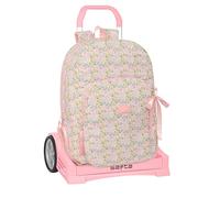 Mochila Escolar VMB Pink Flowers, Grande 42 cm. Con Carro EVOLUTION