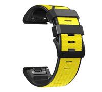 VMBVBHMDF Correa de reloj de silicona de 22 mm y 26 mm compatible con Garmin Fenix 7, 7X, 5, 6, 5X, 6X Pro Plus, Sapphire Instinct Epix 2.(Yellow black,22mm)