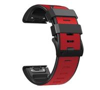 VMBVBHMDF Correa de reloj de silicona de 22 mm y 26 mm compatible con Garmin Fenix 7, 7X, 5, 6, 5X, 6X Pro Plus, Sapphire Instinct Epix 2.(Red black,26mm)