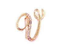 vmcoatdu Broche de metal chapado en oro con inicial de la A a la Z, con 26 letras y diamantes de imitación de cristal transparente, One Size, Metal, diamantes de imitación