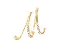 vmcoatdu Broche de metal chapado en oro con inicial de la A a la Z, con 26 letras y diamantes de imitación de cristal transparente, One Size, Metal, diamantes de imitación