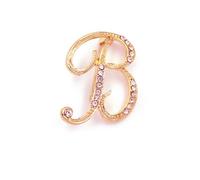 vmcoatdu Broche de metal chapado en oro con inicial de la A a la Z, con 26 letras y diamantes de imitación de cristal transparente, One Size, Metal, diamantes de imitación