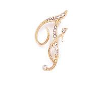 vmcoatdu Broche de metal chapado en oro con inicial de la A a la Z, con 26 letras y diamantes de imitación de cristal transparente, One Size, Metal, diamantes de imitación