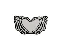 vmcoatdu Broche de solapa esmaltado con diseño de manos de esqueleto y corazón, One Size, Metal, laminado adhesivo