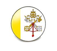 vmcoatdu Broche redondo de 1 pulgada con la bandera del Vaticano de viaje internacional de metal y vidrio, insignia de recuerdo para sombrero, ropa, mochila, Talla única, Metal