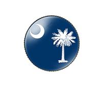 vmcoatdu Broche redondo de 2,5 cm con diseño de bandera de Carolina del Sur, de metal e incrustaciones de vidrio, estilo renacimiento, insignia de recuerdo para sombrero, ropa, mochila, Talla única