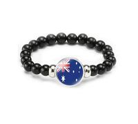 vmcoatdu Pulsera de bandera nacional, pulsera de cuerda elástica con cuentas para apoyar tu viaje al país, regalos de recuerdo para hombres y mujeres, Talla única, aleación, vidrio