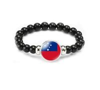 vmcoatdu Pulsera de bandera nacional, pulsera de cuerda elástica con cuentas para apoyar tu viaje al país, regalos de recuerdo para hombres y mujeres, Talla única, aleación, vidrio