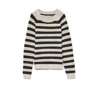 VMDOFFY LS O-Neck Blouse GA Noos, Abeduro/Rayas: W. Black Melange, L