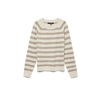 VMDOFFY LS O-Neck Blouse GA Noos, Abeduro/Rayas: W. Sepia Tint, XXL