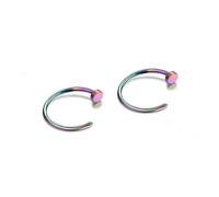 VMDVBNA Aro de Nariz 2/5/6/10 anillos nasales falsos for hombres y mujeres, acero inoxidable 316, con clip for el labio, piercing for labio y nariz.(E5-2pcs-Colorful,18G-1.0mm-10mm)