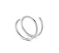 VMDVBNA Aro de Nariz 5 piezas de acero inoxidable doble anillo de nariz espiral piercing for tabique nasal cartílago aro pendientes tragus for mujer joyería de fosa nasal(Sliver)