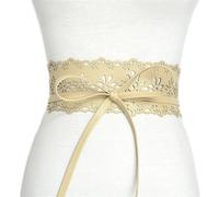 VMDVBNA Cinturones Decorativo Cinturón de Pu hueco for mujer, nuevo patrón, cinturones lazo ancho for, cinturón largo negro, vestido femenino para Vestidos Pantalones(Beige)