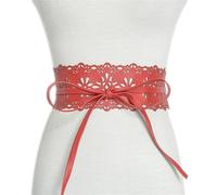 VMDVBNA Cinturones Decorativo Cinturón de Pu hueco for mujer, nuevo patrón, cinturones lazo ancho for, cinturón largo negro, vestido femenino para Vestidos Pantalones(Red)