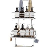 VMDVBNA Estanteria ducha Colgante De 3 Niveles Gran Capacidad Con 2 Jaboneras Plata para Hogar