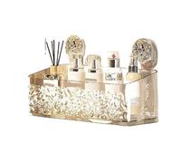 VMDVBNA Estanteria ducha Estante con ventosa, cesta patrón de glaciar ligero, instalación un segundo, organizador baño, almacenamiento giratorio for chupar y quitar para Hogar(295*95*105mm)