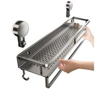 VMDVBNA Estanteria ducha Estante de baño con ventosa aluminio espacial, estante almacenamiento for ducha montaje en pared sin perforar, gran capacidad, soporte carga fuerte para Hogar(Grey-30)