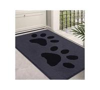VMDVBNA Felpudo de Entrada Felpudo de Entrada con diseño Patas Perro, Duradero, Antideslizante, Absorbente y Resistente a la Suciedad, Lavable(DY BK,76X121CM)
