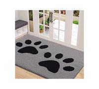 VMDVBNA Felpudo Felpudo de Entrada con diseño Patas Perro, Duradero, Antideslizante, Absorbente y Resistente a la Suciedad, Lavable para Exteriores(GY BK,80X120CM)