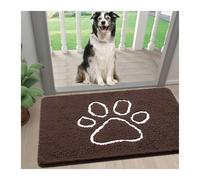 VMDVBNA Felpudo Felpudo For Patas De Perro Sucias Chenilla Ultraabsorbente con Diseño Huella, Antideslizante, Secado Rápido Y Lavable para Exteriores(Brown,61x120cm)