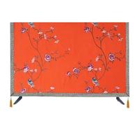 VMDVBNA Funda para TV Juego de TV con bordado flores peonía, cubierta a prueba polvo, tela colgante for escritorio, protectora contra el lino y algodón para Pantalla(Red,60 inches)