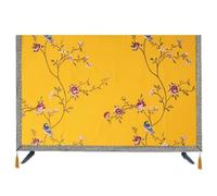 VMDVBNA Funda para TV Juego de TV con bordado flores peonía, cubierta a prueba polvo, tela colgante for escritorio, protectora contra el lino y algodón para Pantalla(Yellow,48 inches)