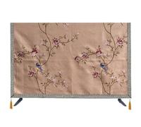 VMDVBNA Funda para TV Juego de TV con bordado flores peonía, cubierta a prueba polvo, tela colgante for escritorio, protectora contra el lino y algodón para Pantalla(Kahki,45 inches)