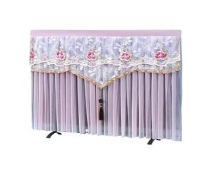 VMDVBNA Funda para TV No quita la cubierta del televisor cuando se enciende Cubierta de TV no extraíble antipolvo Conjunto colgante bordado con encaje para Pantalla(Color01 pink,140 x Height85cm)