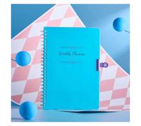 VMDVBNA libretas Cuaderno planificador semanal de 52 semanas, tamaño A5, sin fecha, con espiral, horarios diarios for estudiantes, diario, papelería, suministros oficina(Blue)