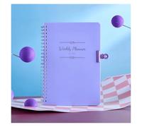 VMDVBNA libretas Cuaderno planificador semanal de 52 semanas, tamaño A5, sin fecha, con espiral, horarios diarios for estudiantes, diario, papelería, suministros oficina(Purple)
