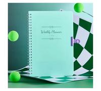 VMDVBNA libretas Cuaderno planificador semanal de 52 semanas, tamaño A5, sin fecha, con espiral, horarios diarios for estudiantes, diario, papelería, suministros oficina(Green)