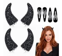 VMDVBNA Set 4Pcs Cuernos Diablo Magnéticos Strass Hallow | Disfraz de Halloween for fiesta disfraces disfraces estilo brillante