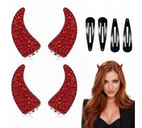 VMDVBNA Set 4Pcs Cuernos Diablo Magnéticos Strass Hallow | Disfraz de Halloween for fiesta disfraces disfraces estilo brillante