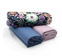 VmG-Store 1,5m de tela de algodón Set de diseño + 2x Uni de colores combinados 100% algodón Material Selección (Flower Black Set29)