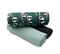 VmG-Store 1,5m de tela de algodón Set de diseño + 2x Uni de colores combinados 100% algodón Material Selección (Set de pandas12)