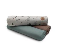 VmG-Store 1,5m de tela de algodón Set de tela con diseño + 2x Uni de colores combinados 100% algodón Material Selección (Conjunto de animales del bosque Blanco Cebra Set84)